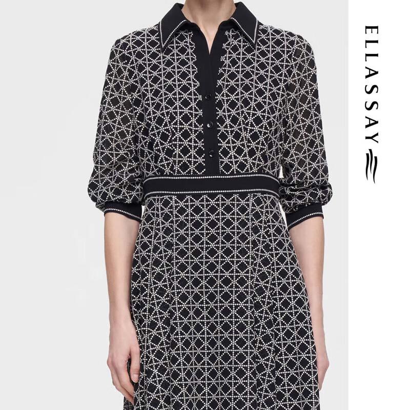ELLASSAY EWF351Y07200 Elegant Jacquard Midi Dress