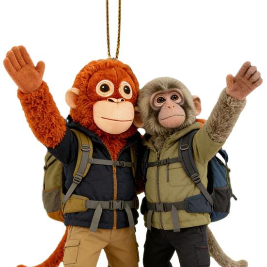 Monkey Hugging Plush Toy Keychain 2D Monkey Acrylic Keychain for Backpack Purse Car Keys Emotional Gift for Family Friends