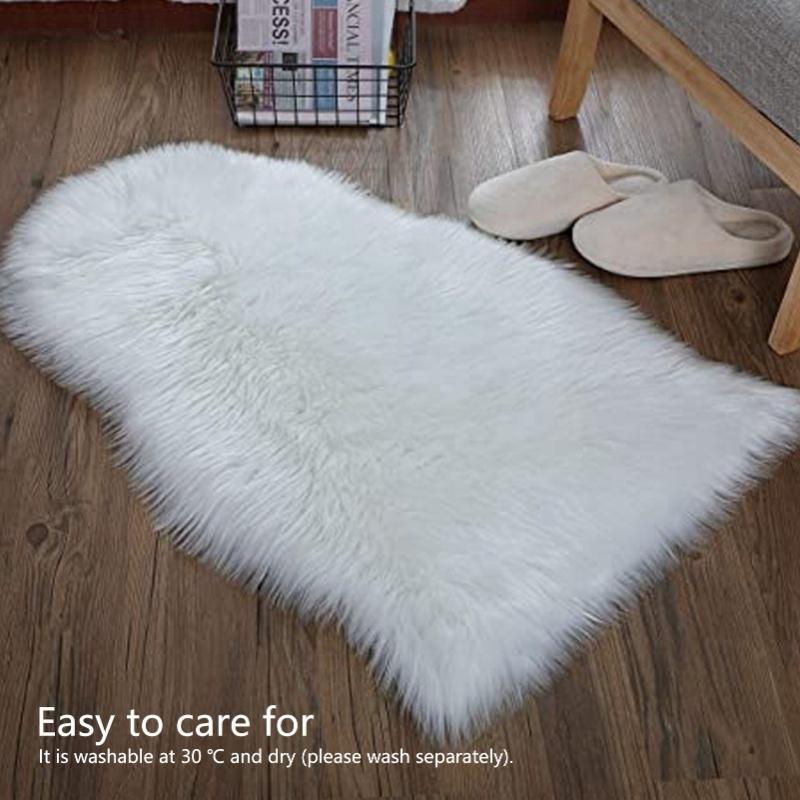 Faux Sheepskin Fur Rug Soft Carpet Area Rug For Bedroom Sofa Floor Living Room DecorGray