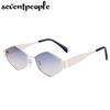 Small Frame Polygonal Sunglasses Women  Luxury Brand Designer Metal Punk Sun Glasses For Men Vintage Rhombus Sunglass Shades