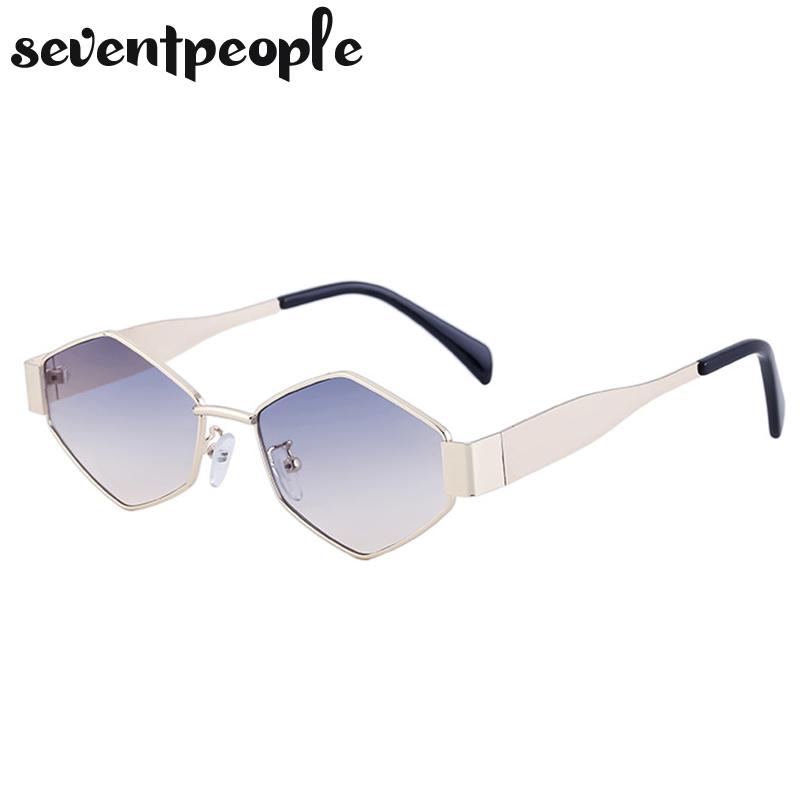 Small Frame Polygonal Sunglasses Women Luxury Brand Designer Metal Punk Sun Glasses For Men Vintage Rhombus Sunglass Shades