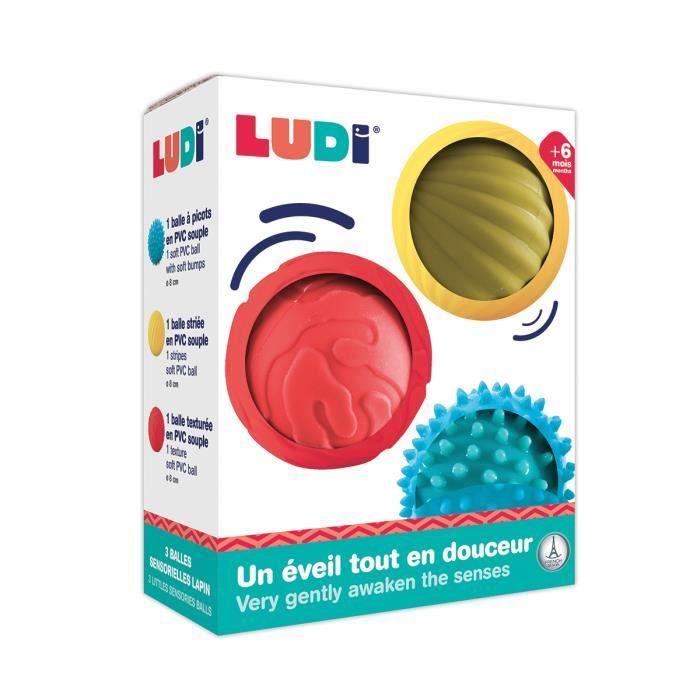 LUDI - Coffret de 3 balles sensorielles souples et faciles à agripper pour bébé dès 6 mois