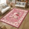 Pink Retro Rose Floral Rug Vintage Country Washable Non-Slip Soft Carpet for Bedroom Living Room Decor
