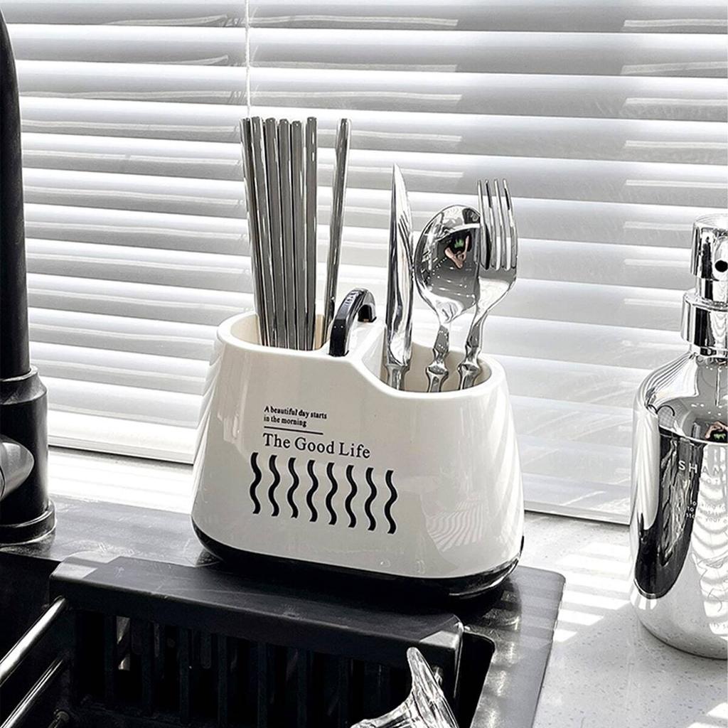 Støvtette spisepinner Bur Skje Oppbevaringsboks Bestikkholder Drenering spisepinne Bøtte Redskap Dreneringsstativ Benkeplatedekorasjon