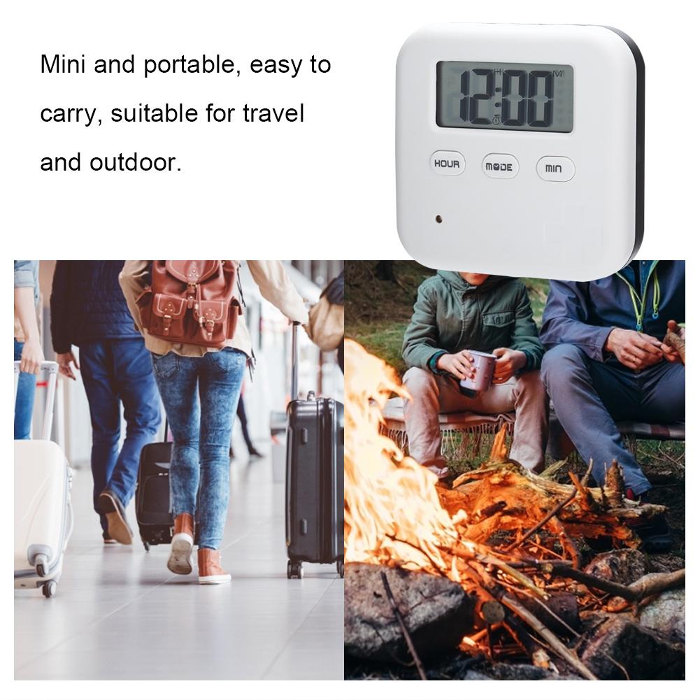 4 Grid Daily Medicine Tablet Pills Storage Box Organizer Case Container with Timer (White Grey)