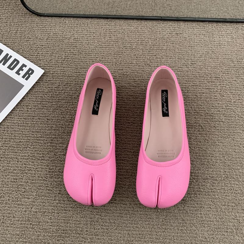 Fashion SUOJIALUN 2025 Spring New Brand Women Flat Shoes Fashion Split Toe Flats Shoes Women Slip On Casual Loafers Shoes Ballet Shoes