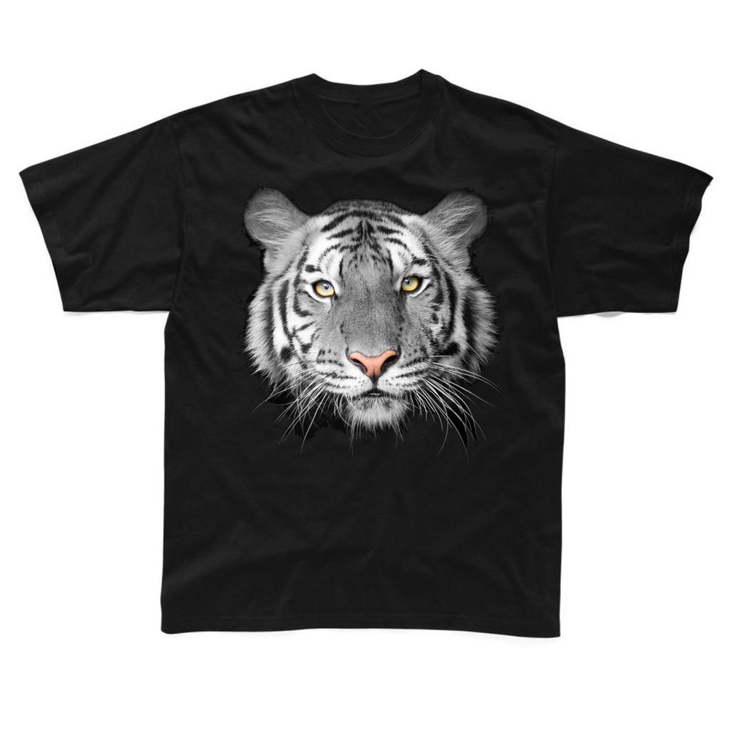 White Tiger Face T-Shirt - Nature Wildlife Animal Head T Shirt Men's