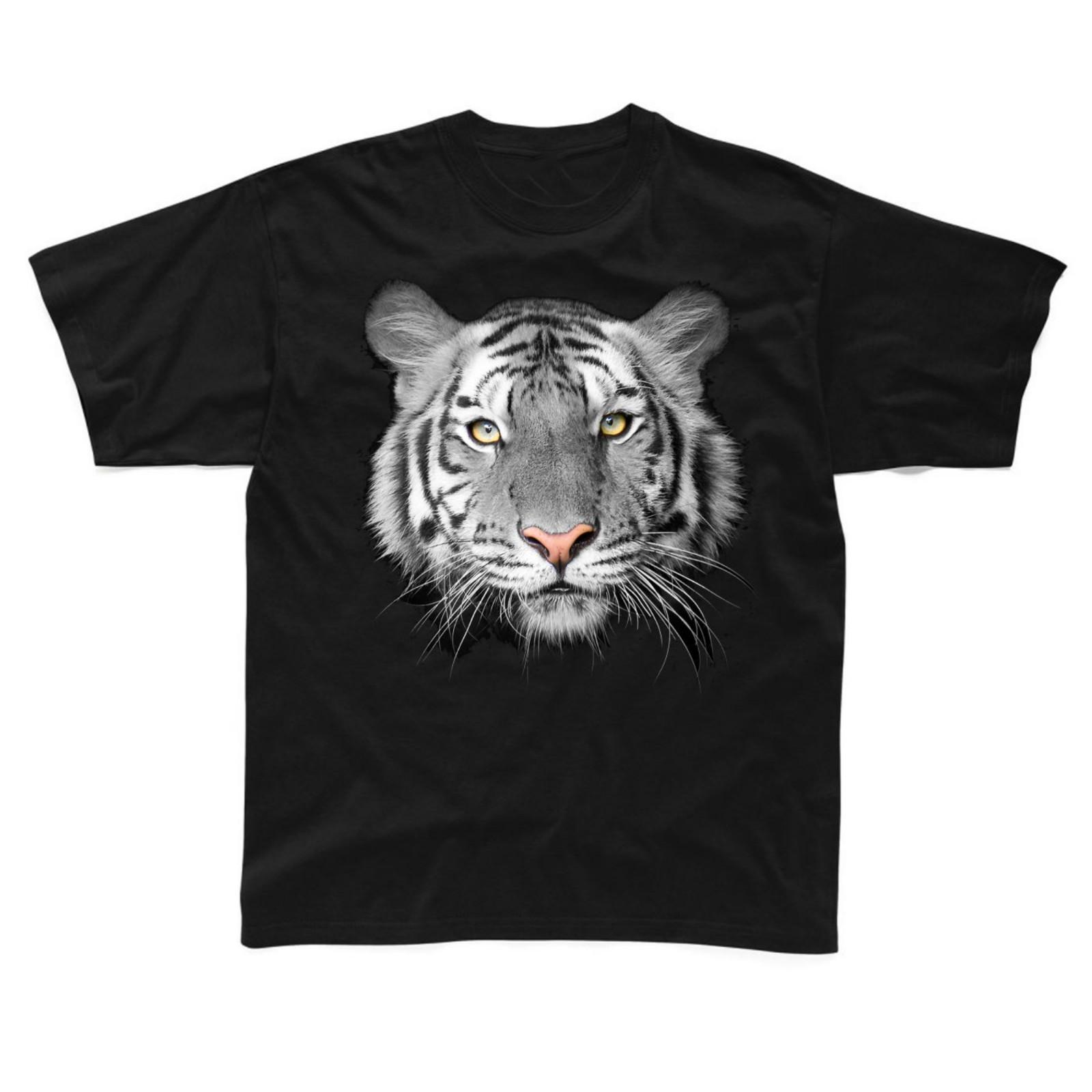 White Tiger Face T-Shirt - Nature Wildlife Animal Head T shirt Men s XXXL