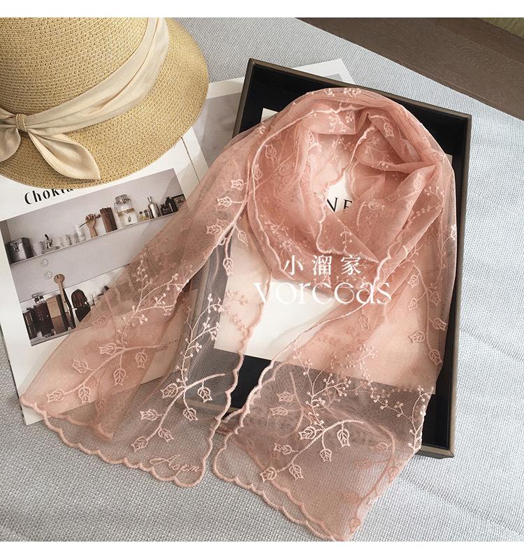 Spring And Summer Exquisite Embroidered Lace Silk Scarf Long French Super Fairy Yarn Belt Korean Version