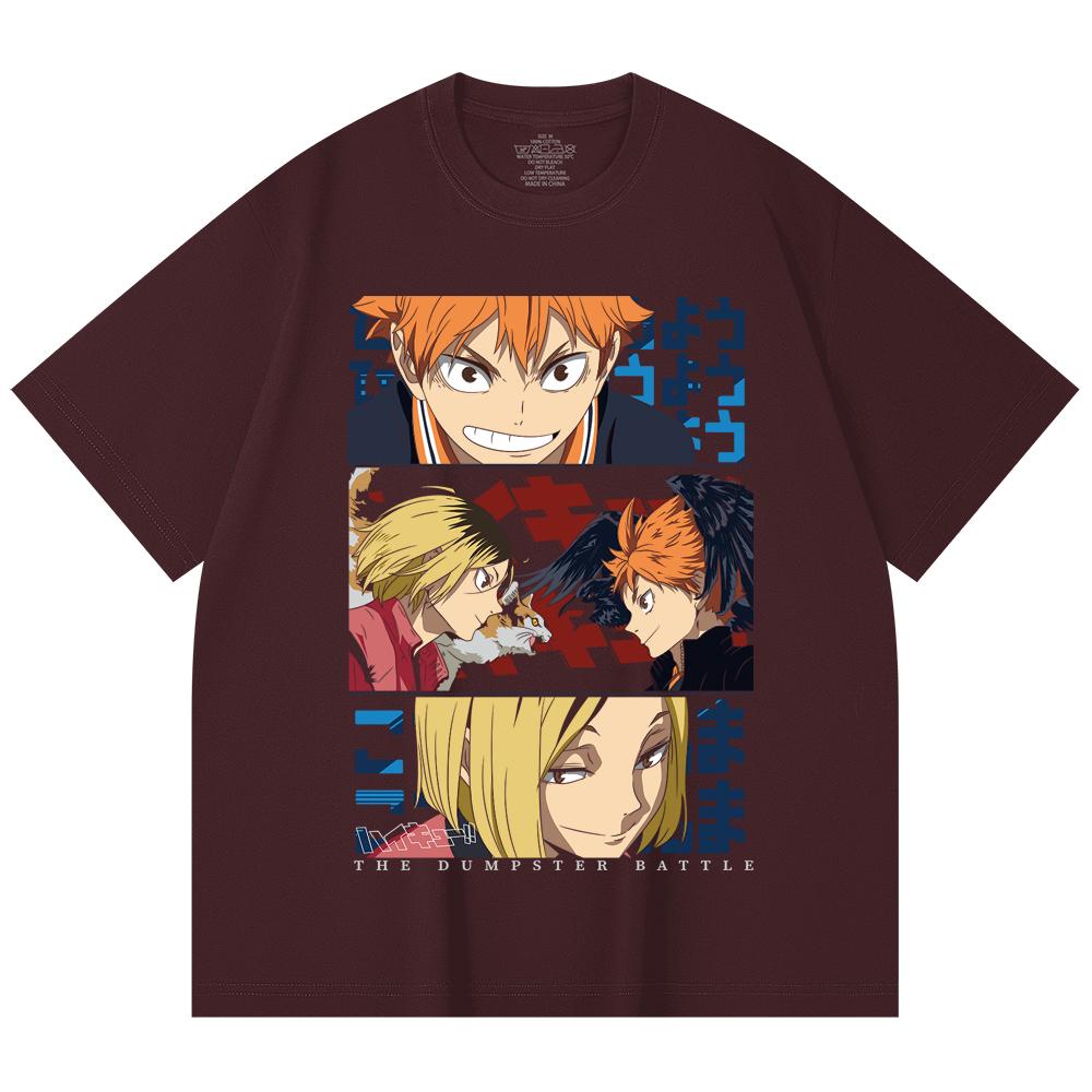 

230 Gsm 100% Cotton Haikyu V9 Dumpster Battle Print Unisex Heavy Cotton T Shirt 2XL