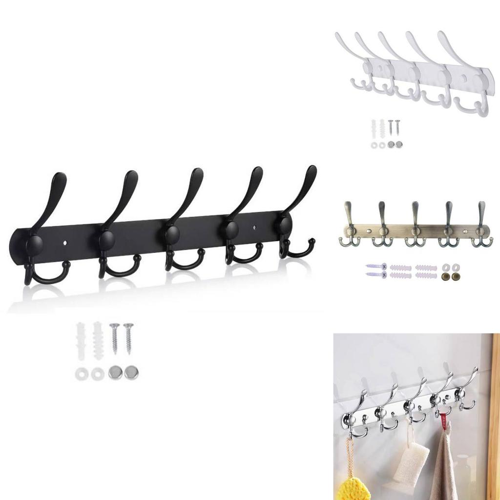 Modern Minimalist Wall Mount Heavy Duty Coat Hook With 5 Hooks For Bathroom And Hotel Doors