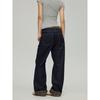 Black of Exit American Retro Color-Blocked Cuffed Hem Long Pants Trendy Brand Original Color Straight-Leg Jeans