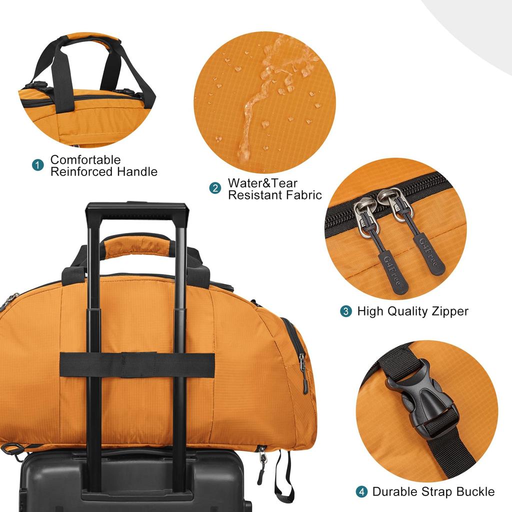 G4Free 40L Duffel Bag, Backpack, Gym Bag with Shoe Compartment for Men and Women, Travel Backpack, Luggage
