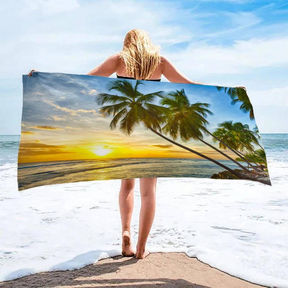 

Floral Scenic Pattern Beach Towel, Digital Printing Thin Quick-Dry Anti-Sand Microfiber Lightweight for Swim Yoga Travel Gym Gif W40*H60(CM)