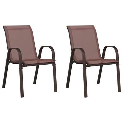 Vidaxl Stackable Garden Chairs, 2 Pcs, Brown, Textilene Plastic