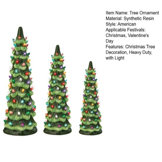 Mini Christmas Tree Figurine with Colorful LED Light Xmas Tree