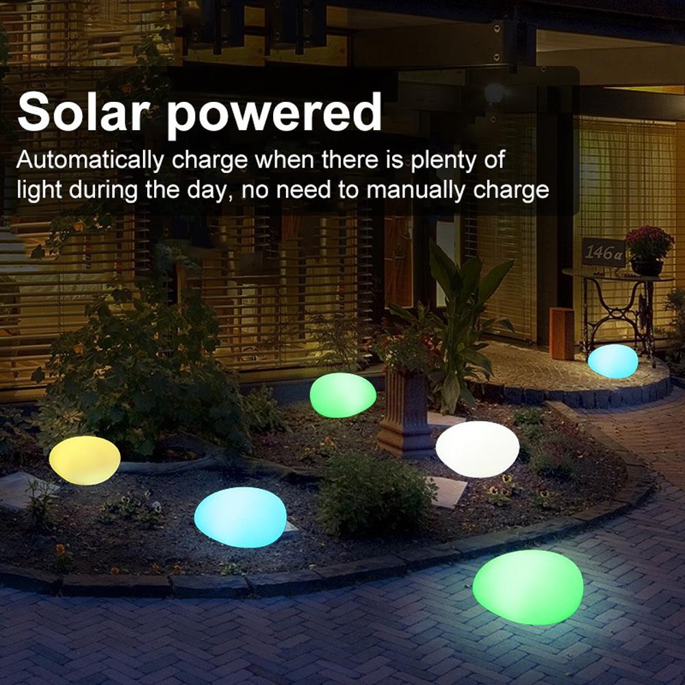 1pc Solar Stone Lights, Artificial Pebble Lights, Large Size Stone Lights, Outdoor Color Changing Landscape Lights