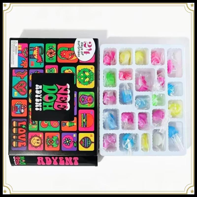 Calendario dell'Avvento NeeDoh Regalo per Bambini 24 Giorni Bambole 3D in PVC Conto alla Rovescia Natale Capodanno Regali Sorpresa