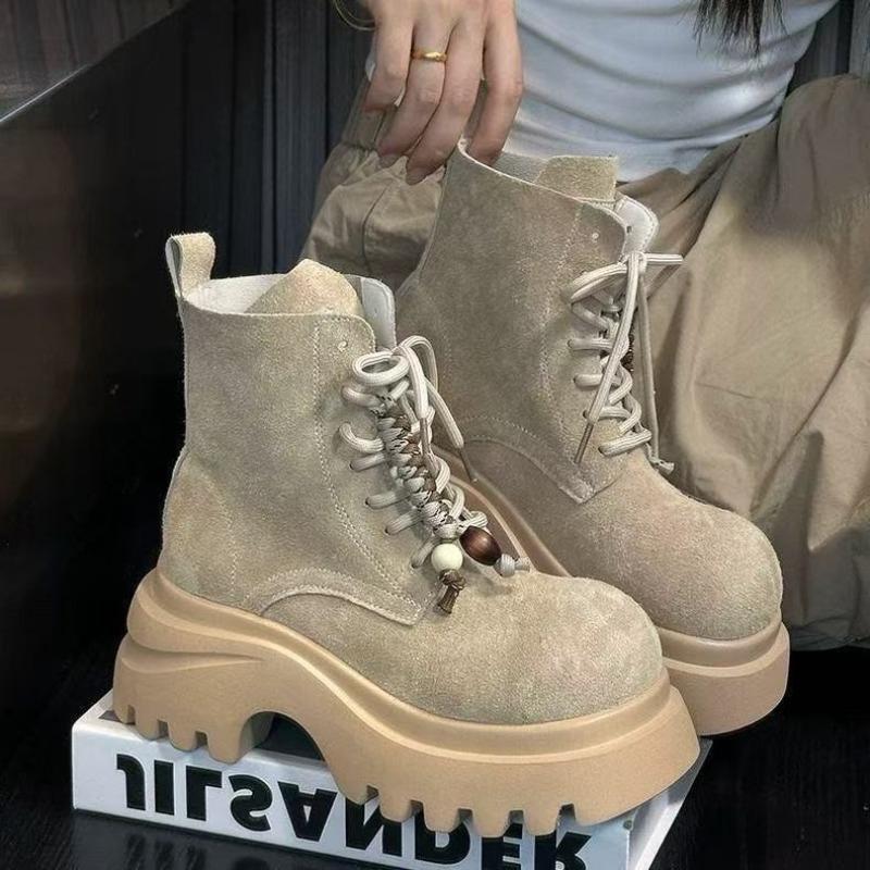 Martin boots women's new small heightening non-slip rhubarb boots fringed matte locomotive boots