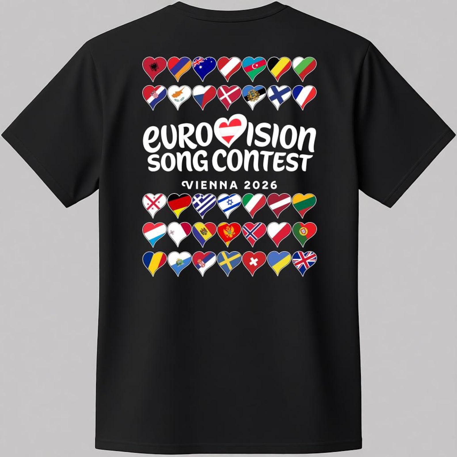 Eurovision 2026 Double-sided country flag design T-Shirt - Vienna Austria Song Contest DS35 L
