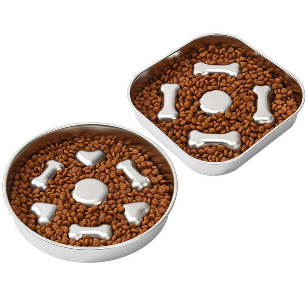 Stainless Steel Slow Food Bowl, Cat Bowl, Dog Bowl, Thickened Large Capacity Pet Food Bowl, Pet Bowl, Stable And Not Easy To Overturn,1pc,