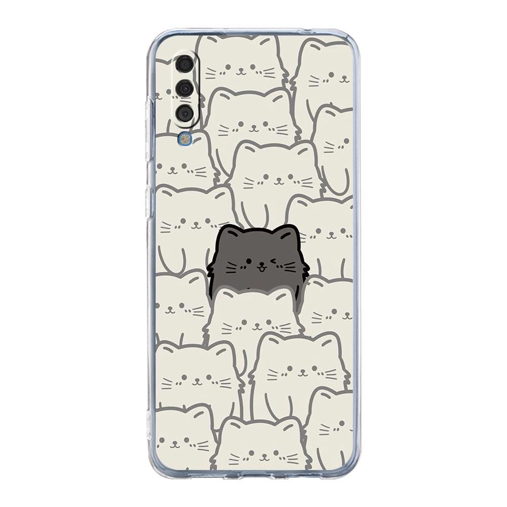 Cat-Printed Phone Case For Samsung A14 5G A12 A22 A32 A34 A42 A52 A54 A50 A70 A30 A40 A20E A10S A20S A02S A04S Silicone Cover
