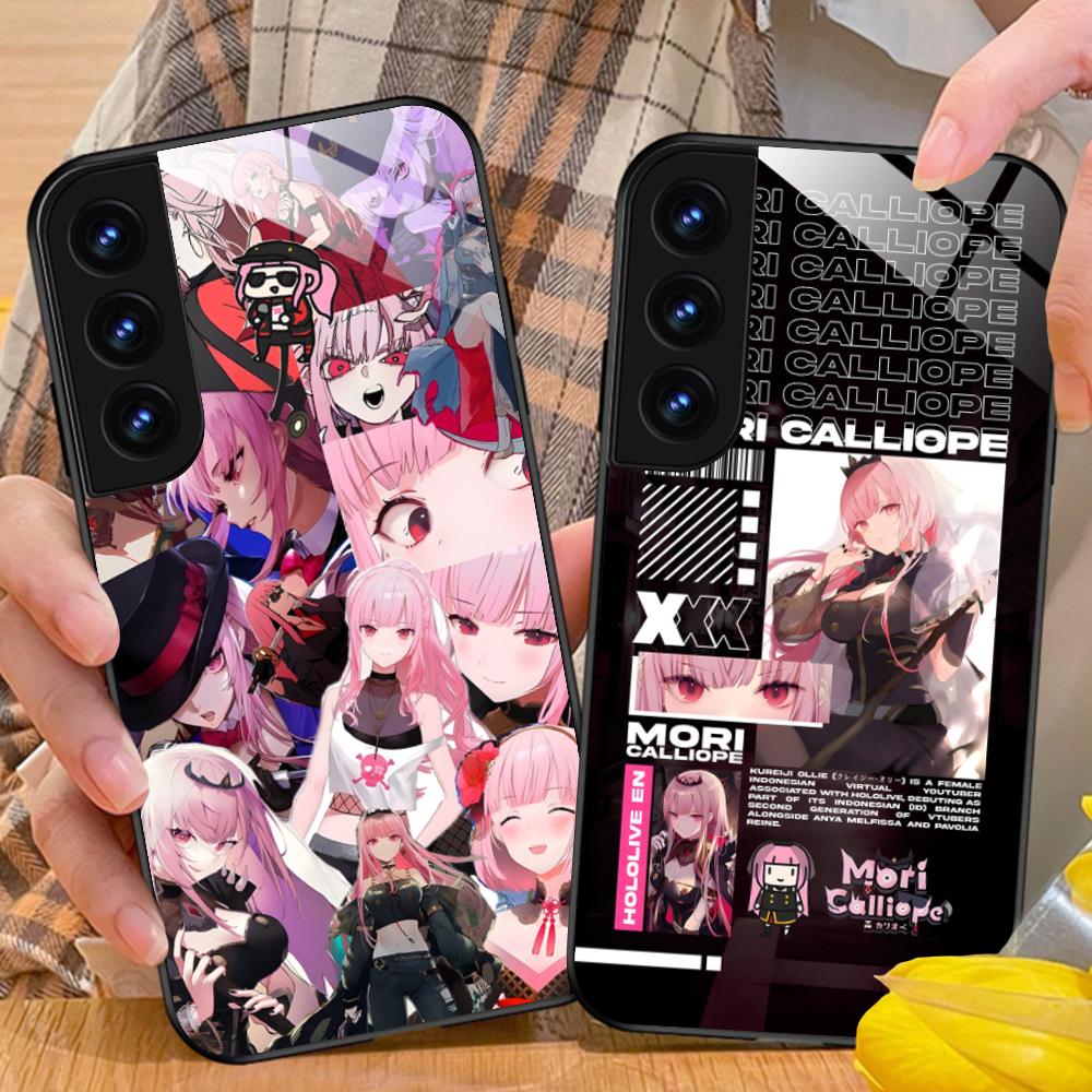 Holo Mori Calliope Glass Mobile Phone Case for Samsung Galaxy A56 55 54 53 52 51 36 35 34 23 16 15 5G Colorful Cover