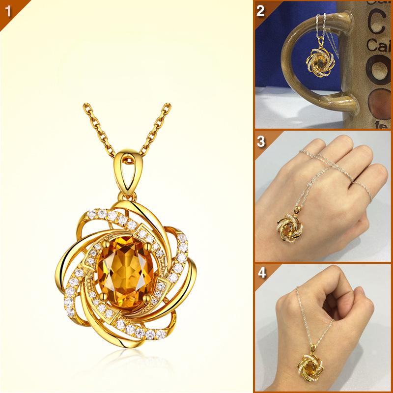DYD Collana Donna Argento S925 Con Ciondolo Doppio Cuore Oro Rosa E Pietra: Regalo San Valentino, Festa Mamma, Compleanno - 5