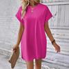 Round Neck Pocket Short Sleeved Women's Dresses