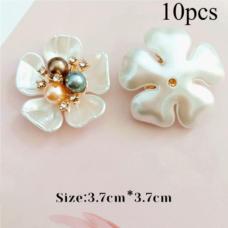 10pcs DIY Accessory Daisy Flower Plate Flower Holder, Three Pearl Rhinestone Alloy Base, Hair Accessory Brooch Handmade Accessories
