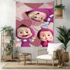 Masha Bear Wall Decor Tapestry Art For Pet Memorial Birthdaywedding Party Backdrop Family Gift
