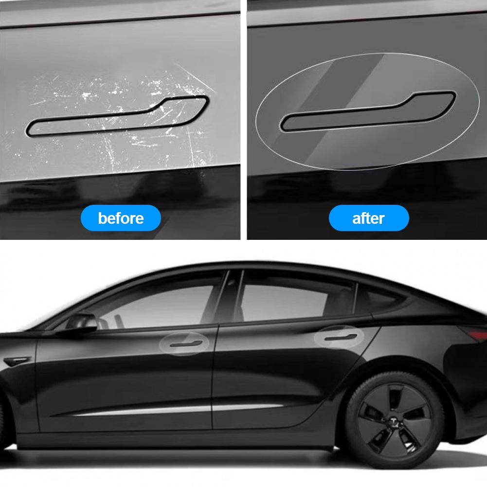 8Pcs/Set Car Door Handle Scratch Protector Inverted Door Handle Paint Protective TPU Film Clothing For Tesla Model 3 Model Y 2017-2025