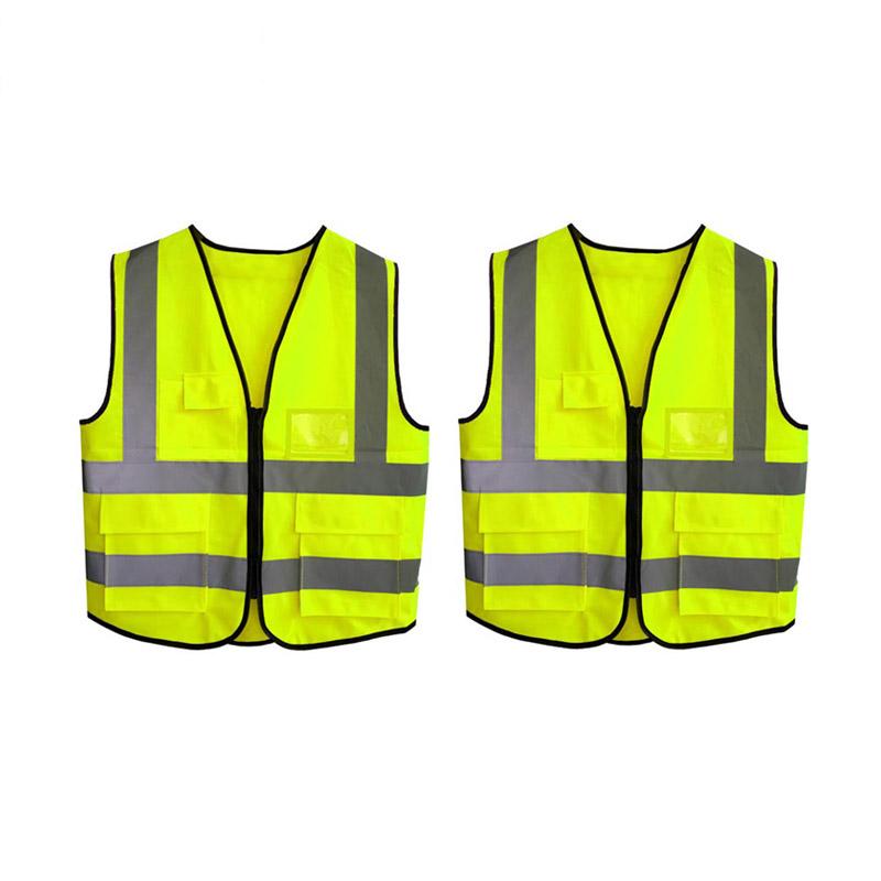 

2pcs Sets Reflective Security Vests Adjustable Reflective Safety Clothing with Multi-Pockets Reflective Vest for Running Cycling