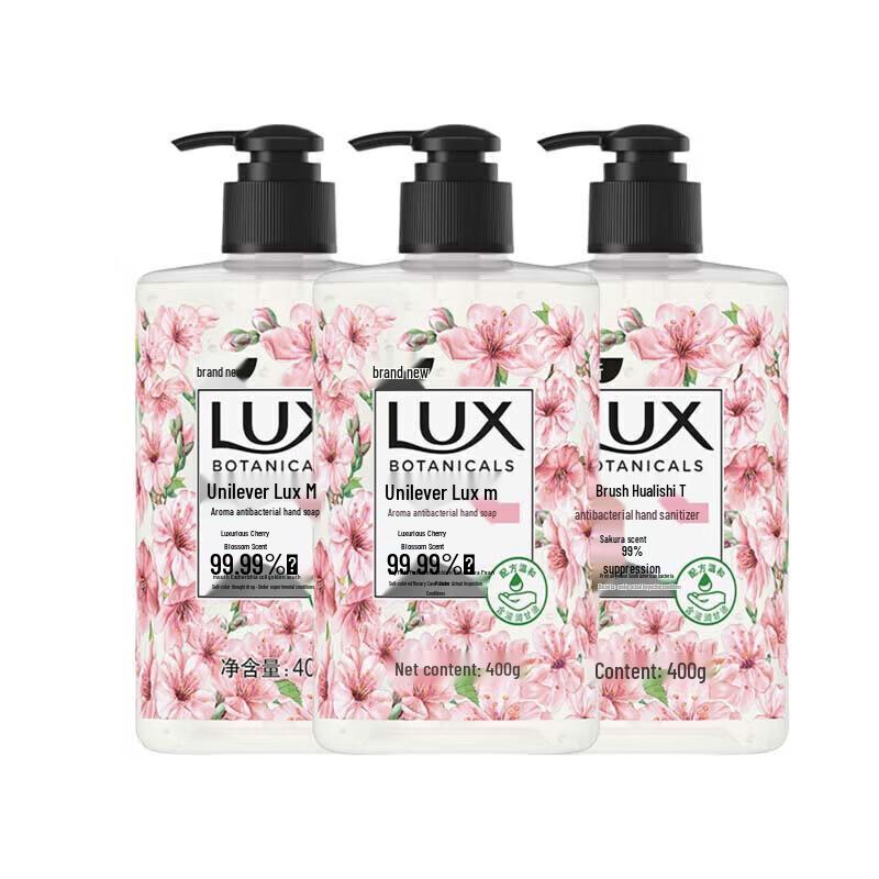 Lux Indulgent Cherry Blossom Scent Antibacterial Hand Wash, 3 x 400g