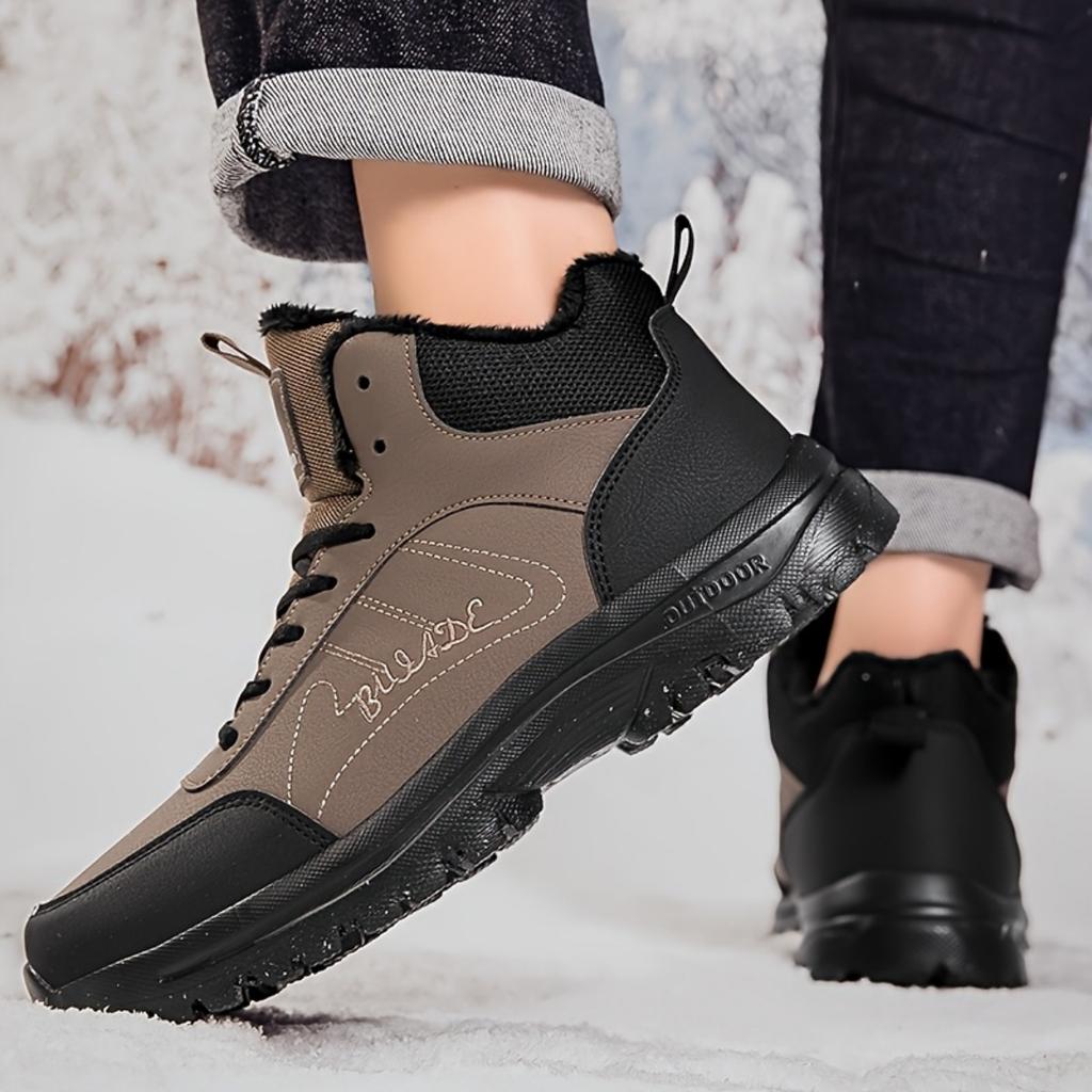 Men's Shoes Winter Thick and Cotton Mid High Top Casual Sports Shoes Warm Outdoor Shoes Lightweight and Non Slip Dad Shoes Walking Shoes