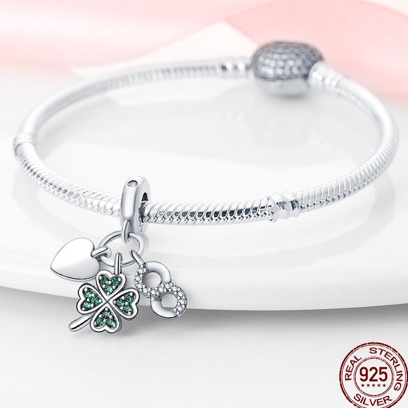 Copper Jewelry Pendant Early Spring Four Leaf Clover Flower Charm Fit Pan Beads Jewelry Birthday Diy Gift Fine Jewelry