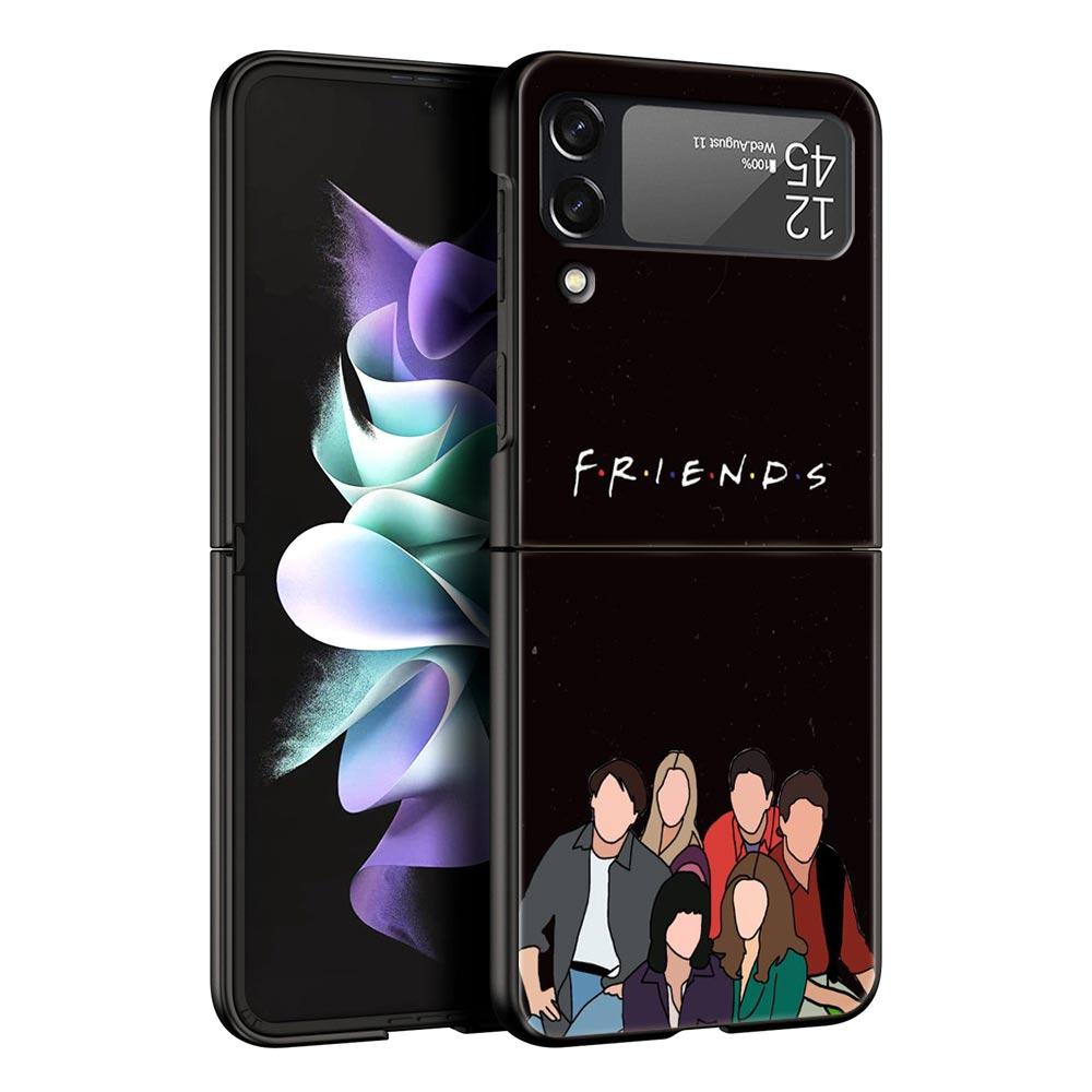 Hard PC Phone Case For Samsung Galaxy Z Flip 7 6 5 4 Black Cover For Galaxy Z Flip 3 Foldable Shockproof Friends TV Fundas Bags