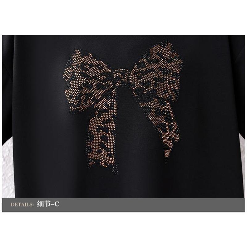 Modny Gorący Diament Luźny 2025 Jesień Nowa Moda Prosty Krótki Rękaw T-shirt Codzienny Wszechstronny Nadrukowany Top