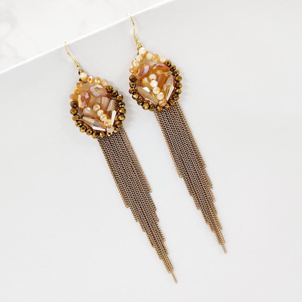 Ethnic Style Handmade Fringed Earrings Bohemian Temperament Personalized Earrings Exaggerated Long Fashion Earrings