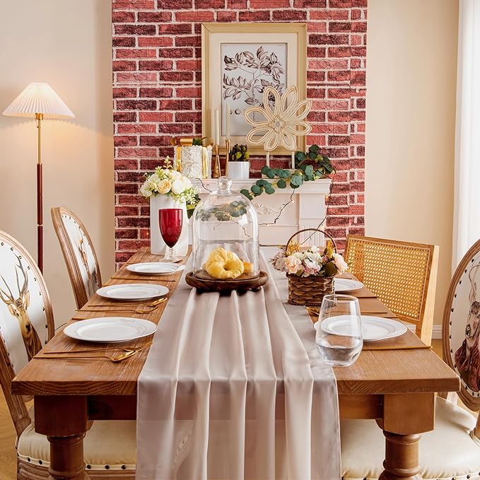 White Chiffon Table Runners Sheer Table Runner Wedding Arch Chair Sashes for Baby Shower Birthday Party Table Top Decoration