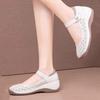 Casual Soft Leather Hollow Single Shoes Women's Summer New Versatile Thick-soled Breathable Non-slip Mother Shoes Sandals