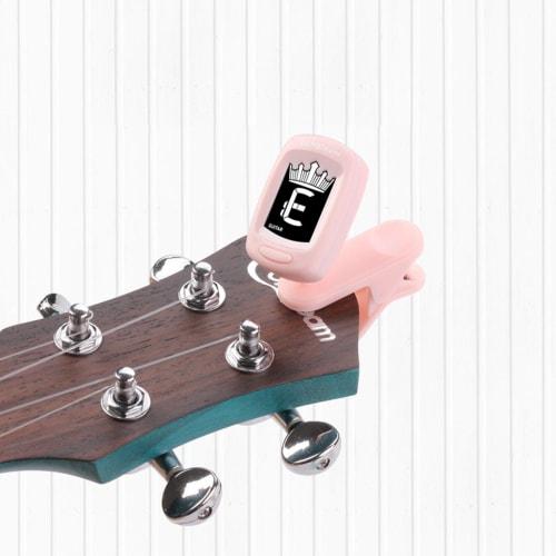 Pink Ukulele Tuner - Clip-on Guitar Tuner, Chromatic Tuner for Acoustic Guitar | Portable Ukulele Tuner, Violin and Bass Tuner with Guitar Capo, Digit