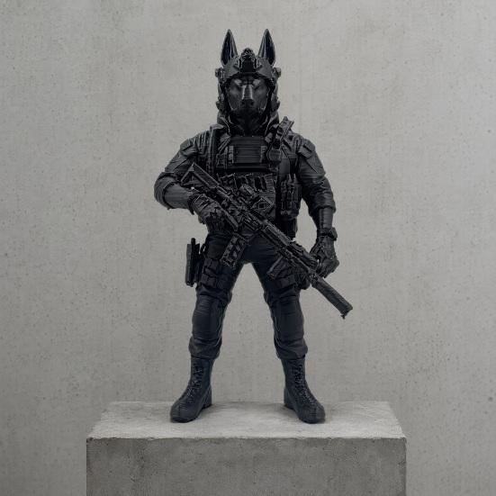 Anubis Tactical Dog Statue, 3D Printed Egyptian Warrior Decor, Mythical Military Figurine for Desk, Collectible Gift for Men