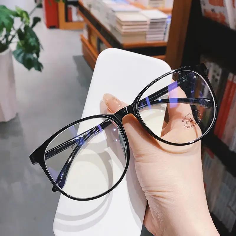 Women Popular Ins Finished Myopia Glasses Round Frame Blue Light Blocking Eyeglasses for Men Unisex Clear Minus Diopter Eyewear
