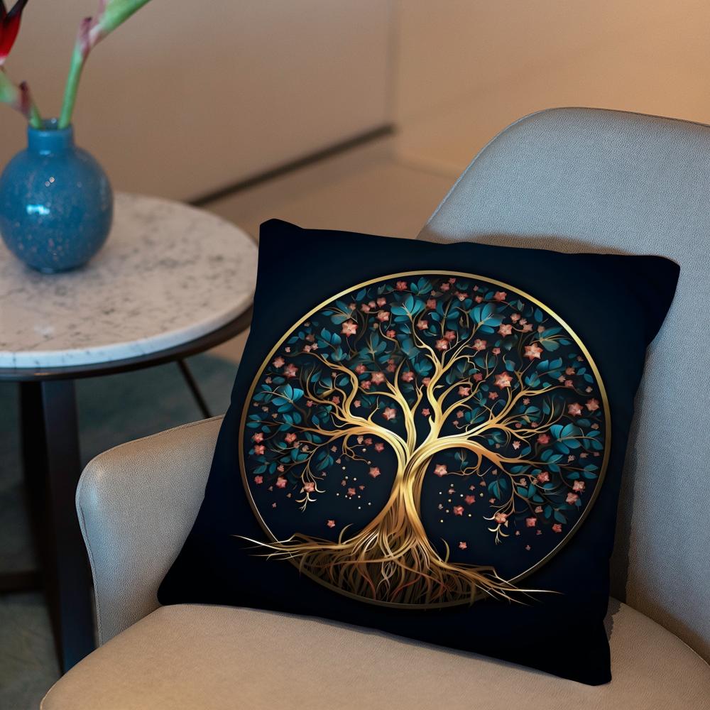 Tree of Life Cushion Cover Plant Floral Cushion Cover 2-in-1 Reversible Plush Pillow Cover | Car/Sofa/Bed | Perfect Gift