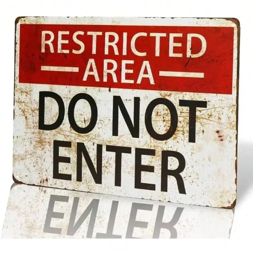 Retro Vintage Metal Sign Forbidden Zone No Entry Bar Music Club Decor