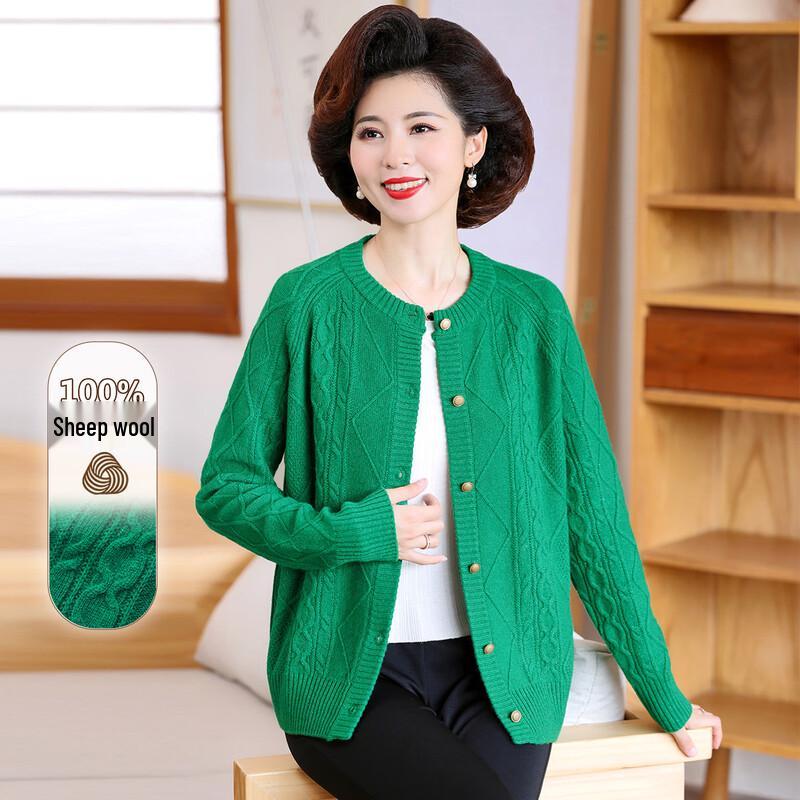 Women s Autumn Winter Round Neck Wool Blend Cardigan One Size
