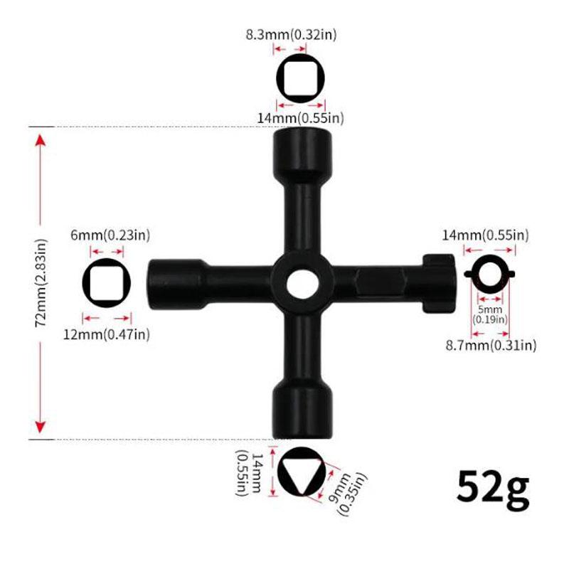 

4 в 1 многофункциональный электрик сантехник утилита крестовой ключ универсальный квадратный треугольный ключ для газового рампа спускной радиатор Pack of 1 чёрный