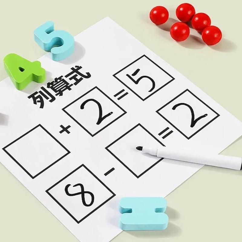 Montessori Math Wooden Toy Addition Subtraction Teaching Aids Preschool Learning Education Toy Color Bead Sorting Board For Kids