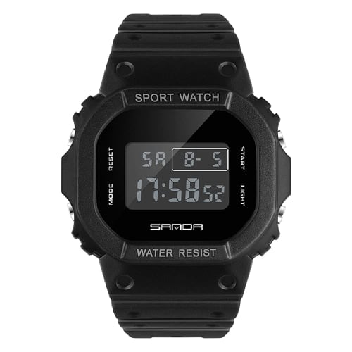Un Bel Tocco Digital Watch for Men and Women with Alarm, Stopwatch, LED Backlight, and 8 Colors (New Black)